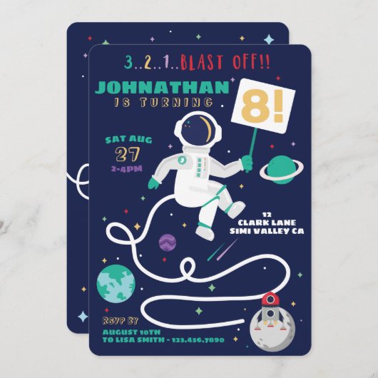 3 2 1 Afgelopen vrijdag: astronaut ruimtethema Kaart (Voorkant / Achterkant)