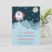 3 2 1 Afstand! Rocket Ship Space First Birthday Kaart (Staand voorkant)