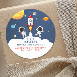 "3...2...1... Birthday Boy with Astronaut Theme Ronde Sticker