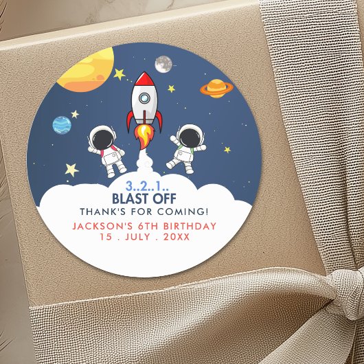 "3...2...1... Birthday Boy with Astronaut Theme Ronde Sticker