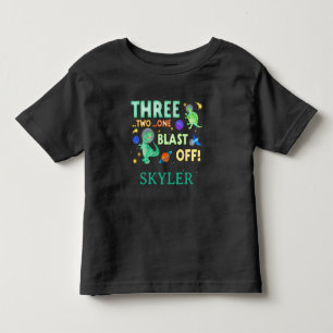 3 2 1 Blast Off Dinosaur Ruimte 3e Verjaardagsfees Kinder Shirts
