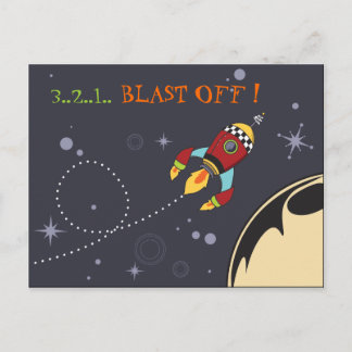 3,2,1 Blast Off, retroraket Briefkaart
