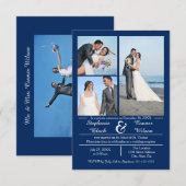 3/4 Foto's Verticaal Blauw- 3x5 Huwelijksaankondig Kaart (Voorkant / Achterkant)