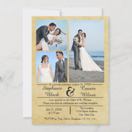 3/4 Foto's Verticale Oude Papier-Trouwaankondiging Kaart