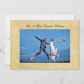 3/4 Foto's Verticale Oude Papier-Trouwaankondiging Kaart (Achterkant)