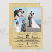 3/4 Foto's Verticale Oude Papier-Trouwaankondiging Kaart (Voorkant / Achterkant)