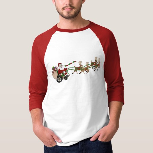 3/4 Sleeve T-Shirt - Wheelchair Santa (Voorkant)