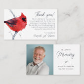 3.54x2.165 Cardinaal Funeral Hartelijk dank voor u Visitekaartje (Voorkant / Achterkant)