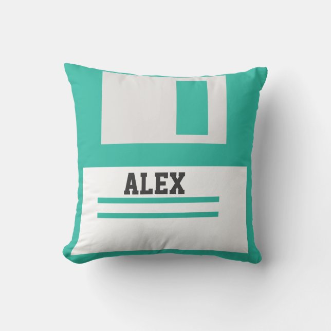 3,5-inch diskettestations met label voor geek Nerd Kussen (Voorkant)