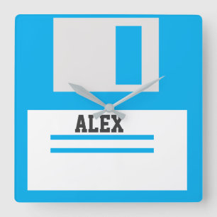 3,5-inch diskettestations met label voor geek Nerd Vierkante Klok