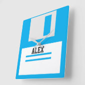 3,5-inch diskettestations met label voor geek Nerd Vierkante Klok (Hoek)