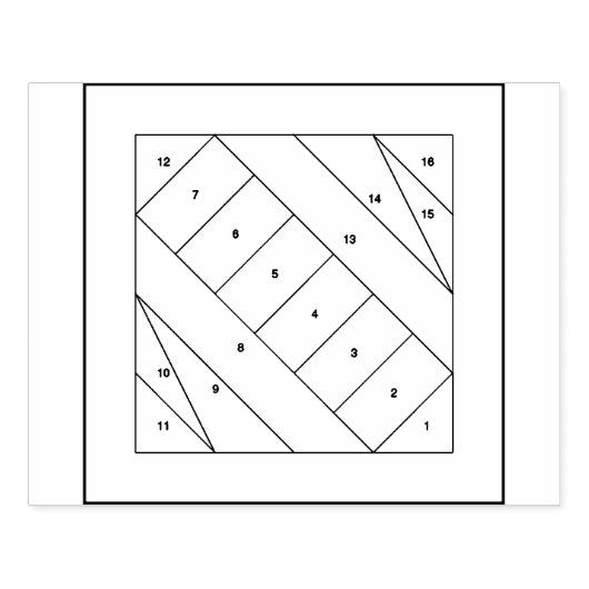3,5 inch Foundation Pieced Mini Quilt Patroon Rubberstempel (Afrduk)