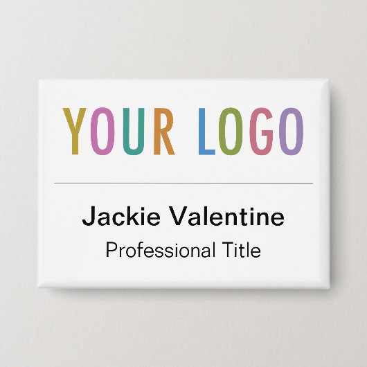 3.5 inch Pin Back Naam Badge Button Company Logo (Voorkant)