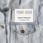 3.5 inch Pin Back Naam Badge Button Company Logo (Insitu)