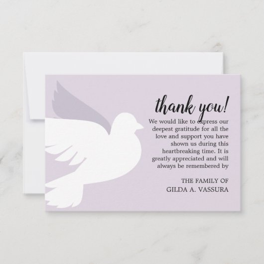 3,5-inch x5-dove begrafenis bedankkaart (Voorkant)