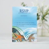 3,5-inch x 5-inch Beach Starfish Couple RSVP Wedde (Staand voorkant)