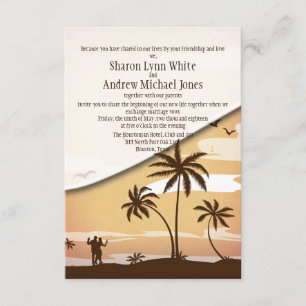 3,5-inch x 5-inch Hawaiiaanse strandpalm bruiloft Kaart