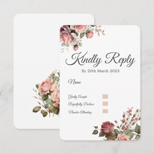 3,5-inch x 5-inch Kaart voor respons. Wedding RSVP (Voorkant / Achterkant)