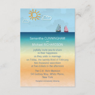 3,5 inch x 5 Ocean Sand Beach Theme Weddenschap Kaart