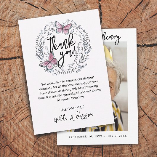 3,5"x13" Vlinder Bloemige Rou- of Dankkaart Bedankkaart