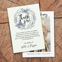 3,5 x5 Butterfly Floral Funeral Hartelijk dank Bedankkaart