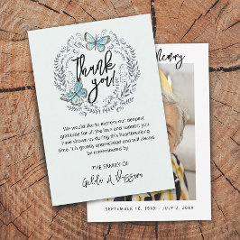 3,5 x5 Butterfly Floral Funeral Hartelijk dank Bedankkaart