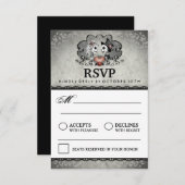 3,5 x5 Halloween Skeleton Black Gray Matching RSVP (Voorkant / Achterkant)