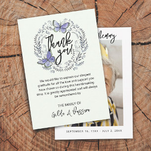 3,5"x5" Vlinder Bloemrijke Rouw Dankkaart Bedankkaart