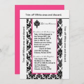 3,5 x6 Direction Card Black Pink Damask Kaart (Voorkant / Achterkant)