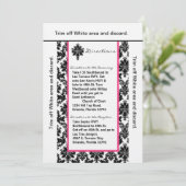 3,5 x6 Direction Card Black Pink Damask Kaart (Staand voorkant)