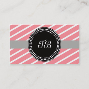 3,5 x 2,0-inch Visitekaartje Roze & witte strepen