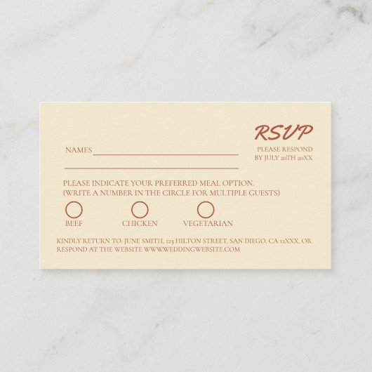 3,5 x 2 RSVP Wedding Enclosure Kaart - Terracotta (Achterkant)