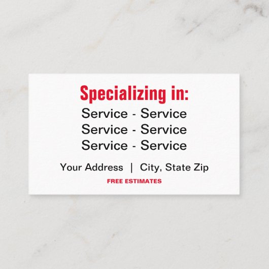 3.5" x 2" Uw Logo Hier Zwart & Rood Visitekaartje (Achterkant)