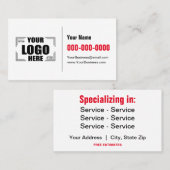 3.5" x 2" Uw Logo Hier Zwart & Rood Visitekaartje (Voorkant / Achterkant)