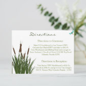 3,5 x 5 Directiekaart Cattail/Dragonfly in kleur Informatiekaartje (Staand voorkant)