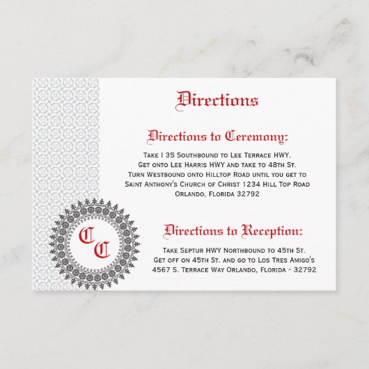3.5 x 5 Direction Kaart Grijs Rood Formal Print (Voorkant)