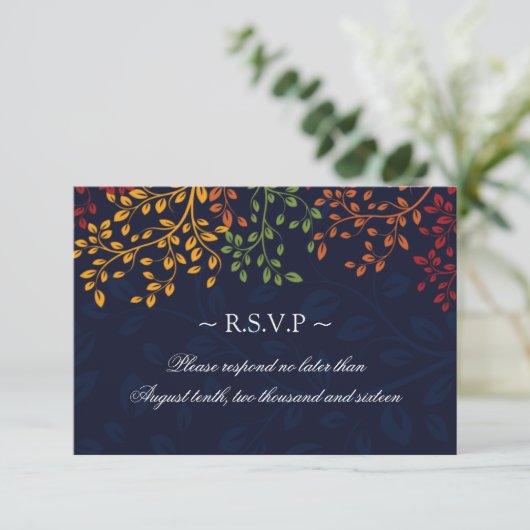 3.5 x 5 - Fall Wedding Reply Cards RSVP Kaartje (Staand voorkant)