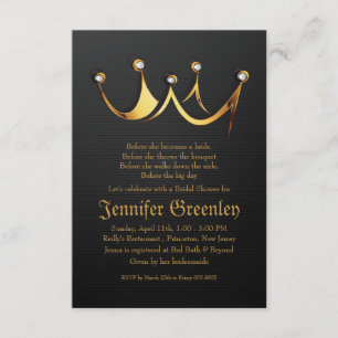 3,5 x 5-inch Gold Royal Queen Crown Vrijgezellenfe Kaart