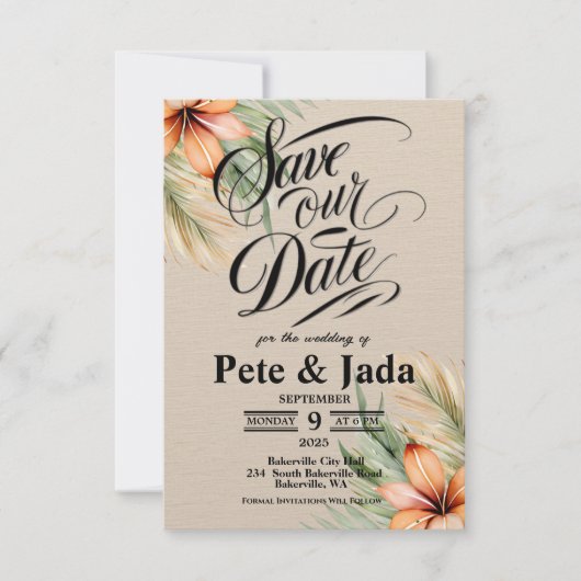 3,5" x 5" Platte Save The Date Kaart (Voorkant)