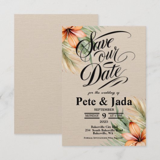 3,5" x 5" Platte Save The Date Kaart (Voorkant / Achterkant)