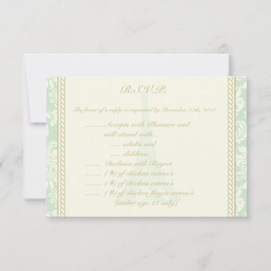 3,5 x 5 R.S.V.P Reply Kaart Damask Paris (Voorkant)