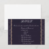 3,5 x 5 R.S.V.P Reply Kaart Deep Paarse Damask (Voorkant / Achterkant)