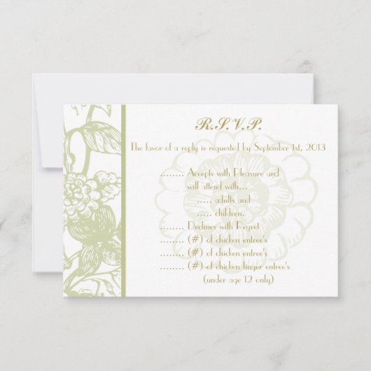 3,5 x 5 R.S.V.P Reply Kaart Groen Gerbera Daisy Fl (Voorkant)