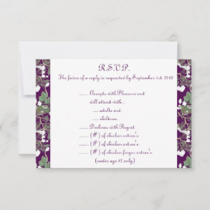 3.5 x 5 R.S.V.P Reply Kaart Peacock/Flowers op zem