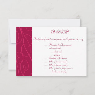3,5 x 5 R.S.V.P Reply Kaart Raspberry Pink Loops/S