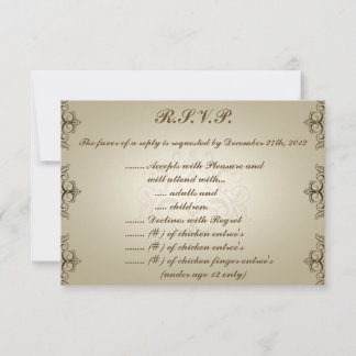 3,5 x 5 R.S.V.P Reply Kaart Tanish Brown Damask