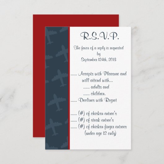 3,5 x 5 R.S.V.P Vliegtuig Flight Blue Kaart (Voorkant / Achterkant)