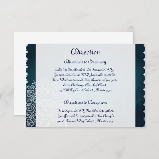 3.5 x 5 Richting Kaart Deep Moroccan Blue (Voorkant / Achterkant)