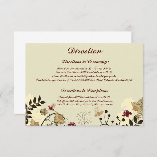 3.5 x 5 Richting Kaart Herfst Bloemen/takken (Voorkant / Achterkant)