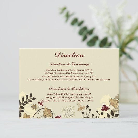 3.5 x 5 Richting Kaart Herfst Bloemen/takken (Staand voorkant)